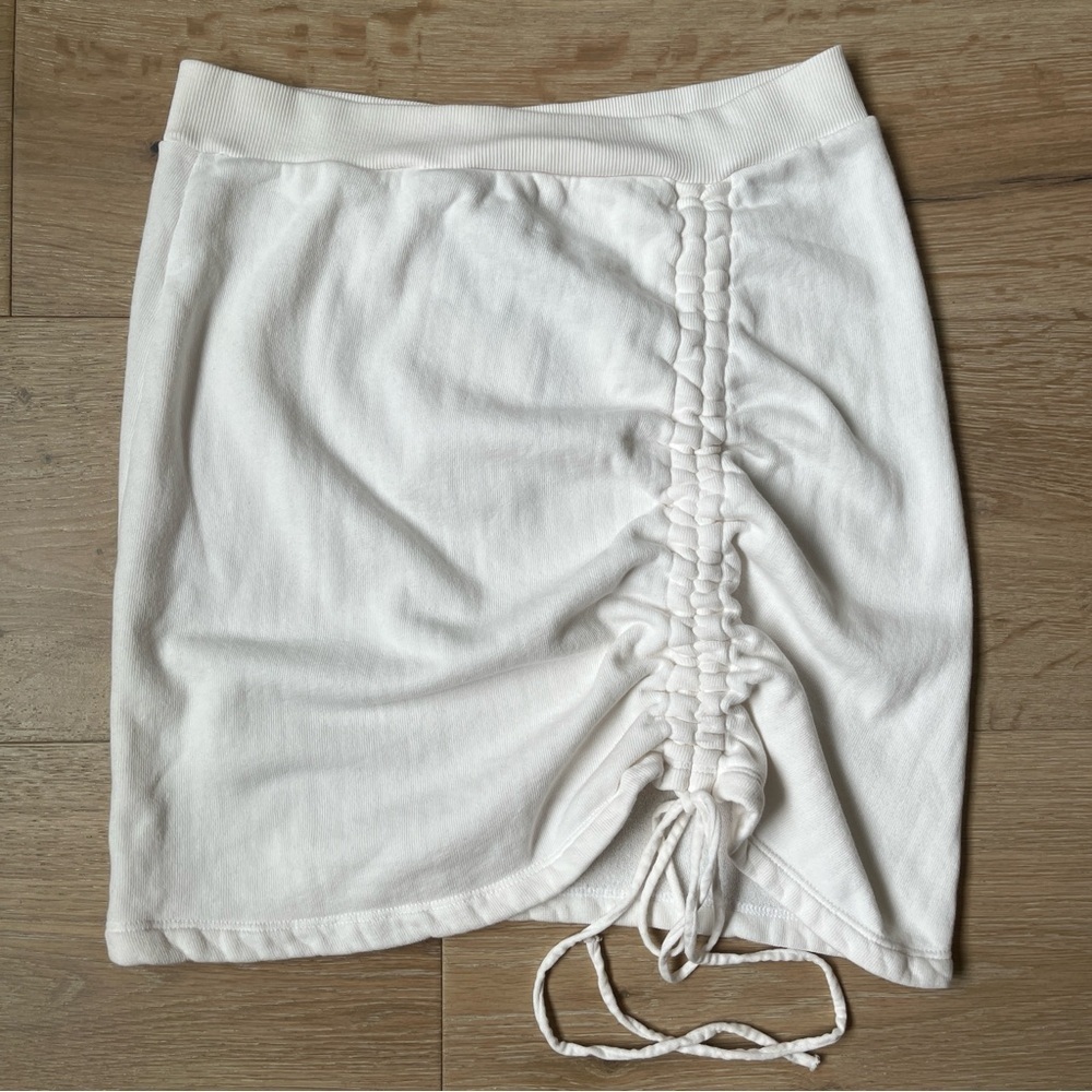LNA white cotton terry mini cinched ruched skirt Sz S *P21 - Picture 2 of 3